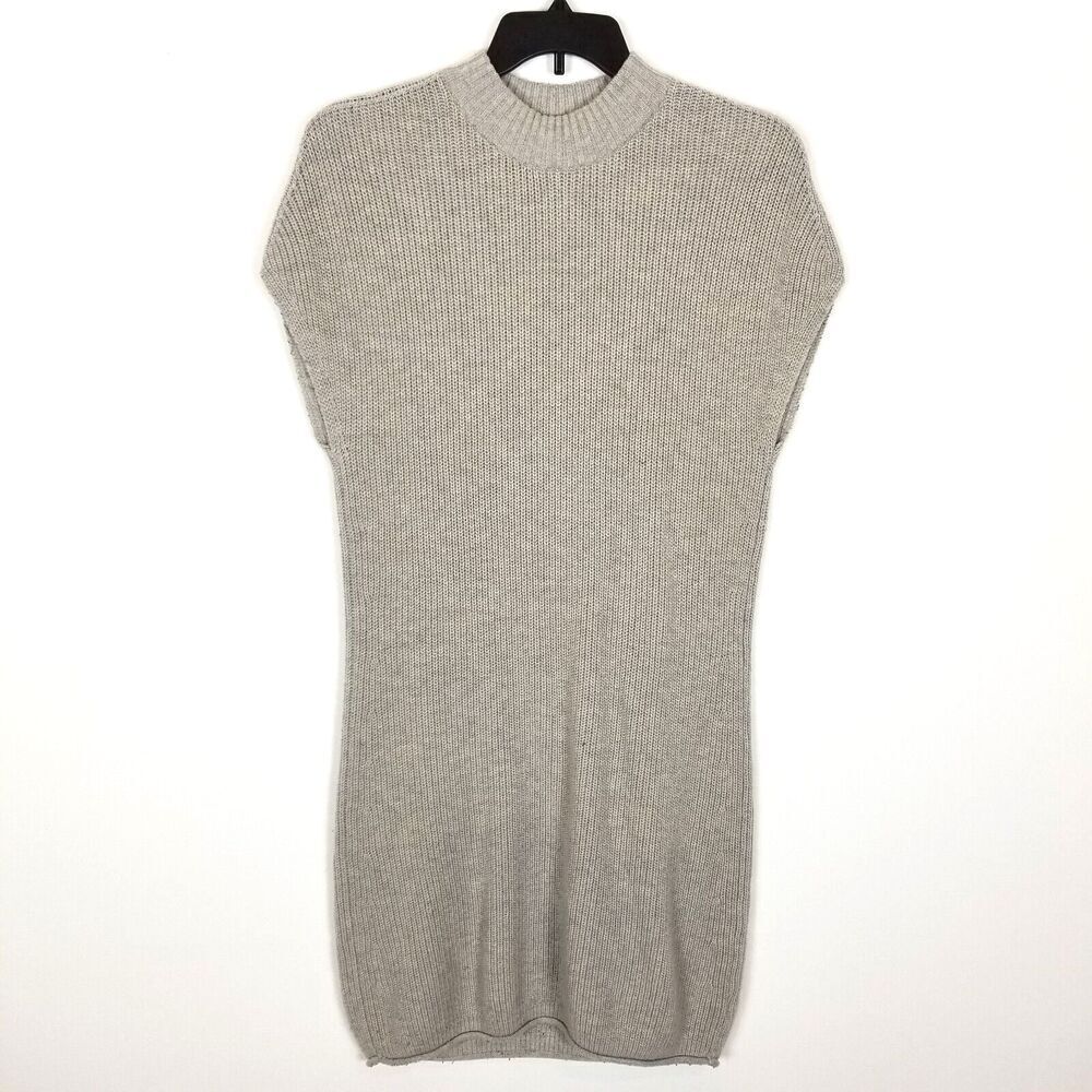 Athleta Women Pinewood‎ Merino Wool Sweater Dress Sz S Gray Short Sleeve Mini